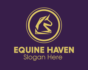 Elegant Golden Unicorn logo design