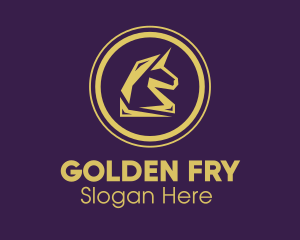 Elegant Golden Unicorn logo design