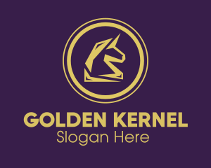 Elegant Golden Unicorn logo design