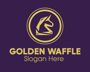 Elegant Golden Unicorn logo design