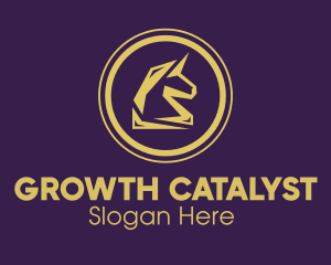 Elegant Golden Unicorn logo design