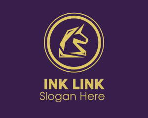 Elegant Golden Unicorn logo design