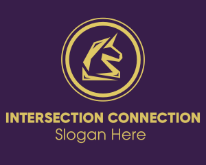 Elegant Golden Unicorn logo design