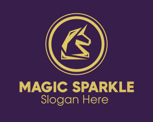 Elegant Golden Unicorn logo