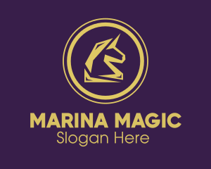 Elegant Golden Unicorn logo design