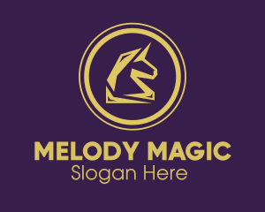 Elegant Golden Unicorn logo