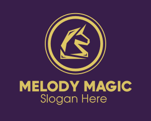 Elegant Golden Unicorn logo design