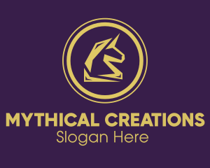 Elegant Golden Unicorn logo design