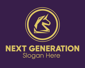 Elegant Golden Unicorn logo design