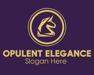 Elegant Golden Unicorn logo design