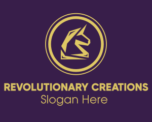 Elegant Golden Unicorn logo design