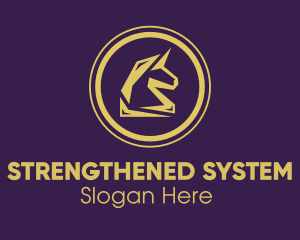 Elegant Golden Unicorn logo design