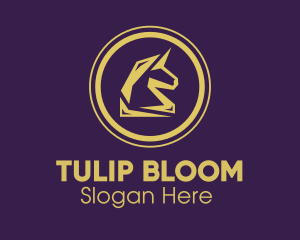 Elegant Golden Unicorn logo design