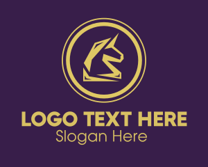 Elegant Golden Unicorn logo