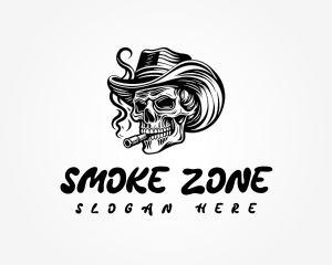 Cowboy Smoking Skull logo design