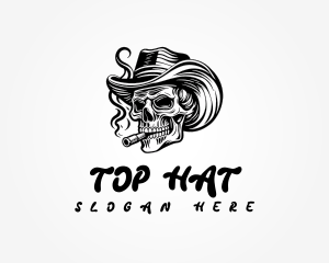 Cowboy Smoking Skull logo design