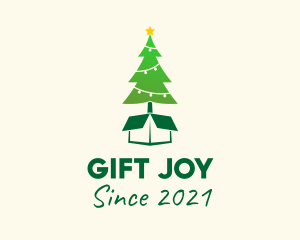 Christmas Tree Present Gift  logo design