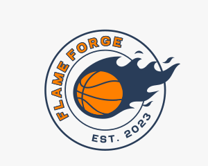 Basketball Flame Sports logo design