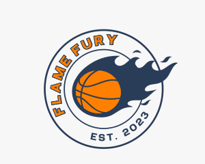 Basketball Flame Sports logo design