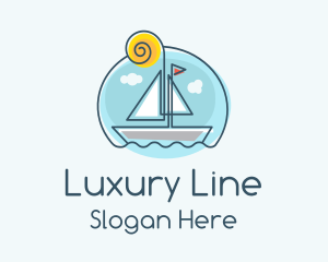 Summer Sailboat Monoline logo design