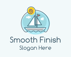 Summer Sailboat Monoline logo design