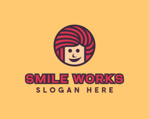 Pink Hair Smiling logo design