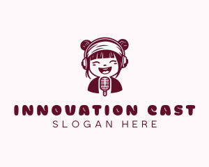 DJ Podcaster Girl logo design