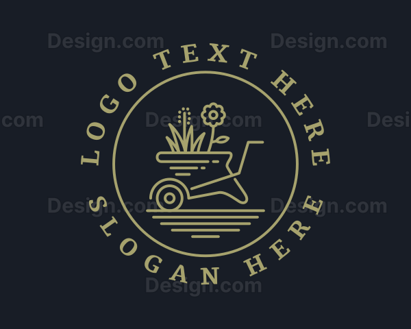 Flower Grass Wheelbarrow Logo