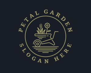 Flower Grass Wheelbarrow logo design