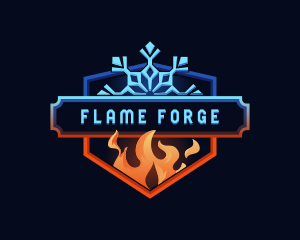 Snowflake Flame HVAC logo design