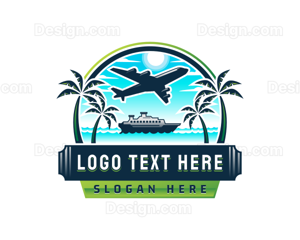 Airplane Cruise Ship Getaway Logo