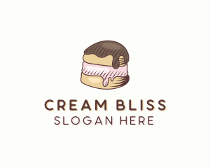 Cream Puff Dessert Pastry logo design