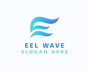 Water Wave Letter E logo design