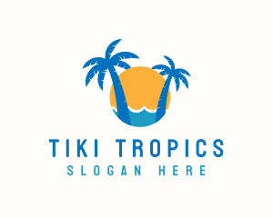 Tropical Sunset Beach logo design