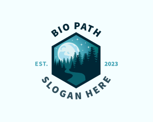 Moon Night Forest Path logo design