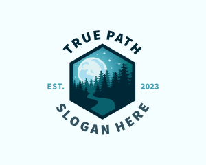 Moon Night Forest Path logo design