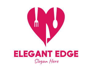 Pink Heart Utensil Restaurant logo design