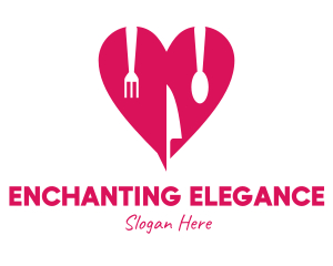 Pink Heart Utensil Restaurant logo design