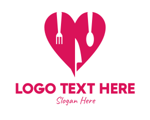 Dinner - Pink Heart Utensil Restaurant logo design