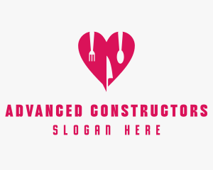 Pink Heart Utensil Restaurant logo design