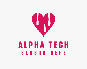 Pink Heart Utensil Restaurant logo design