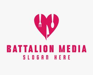 Pink Heart Utensil Restaurant logo design