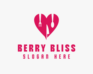 Pink Heart Utensil Restaurant logo design