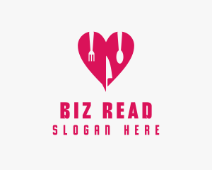 Pink Heart Utensil Restaurant logo design