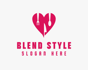 Pink Heart Utensil Restaurant logo design