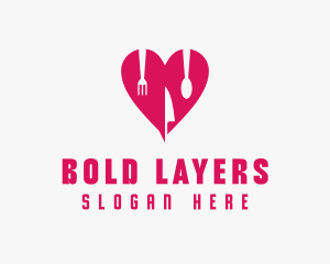 Pink Heart Utensil Restaurant logo design