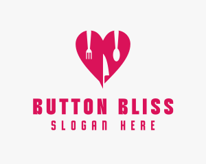 Pink Heart Utensil Restaurant logo design