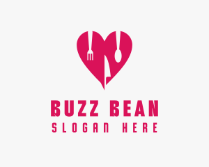 Pink Heart Utensil Restaurant logo design