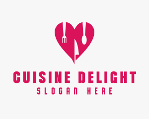 Pink Heart Utensil Restaurant logo design