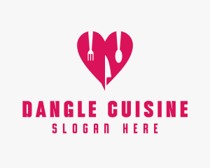 Pink Heart Utensil Restaurant logo design